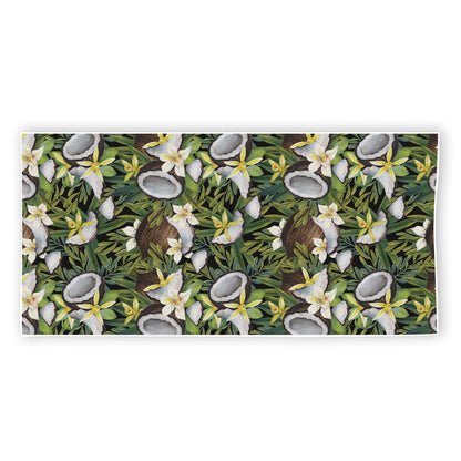 Vanilla Flower And Coconut Pattern Print Beach Towel