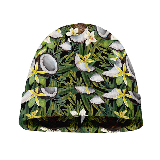 Vanilla Flower And Coconut Pattern Print Beanie