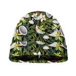 Vanilla Flower And Coconut Pattern Print Beanie