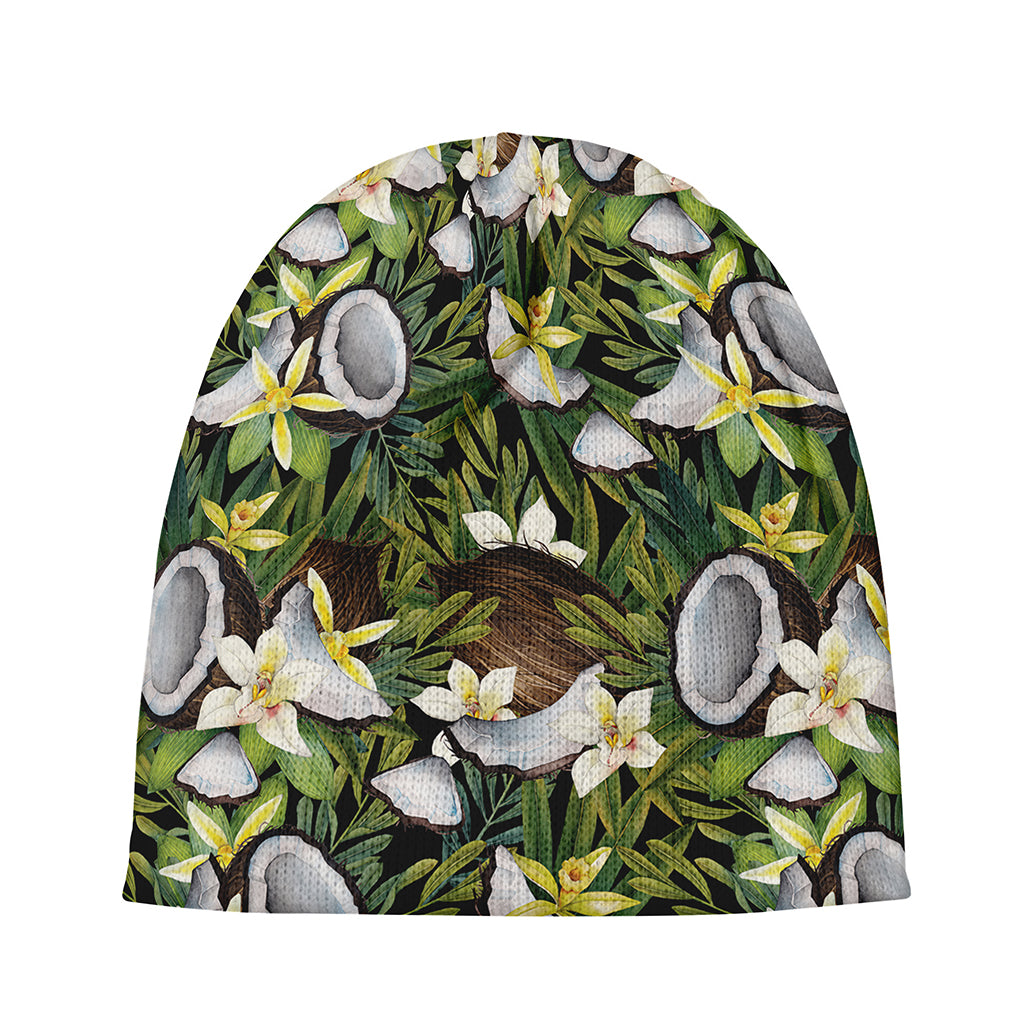 Vanilla Flower And Coconut Pattern Print Beanie