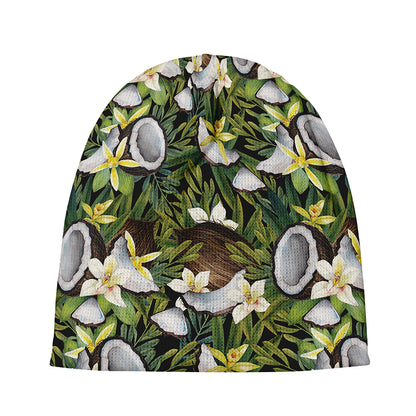 Vanilla Flower And Coconut Pattern Print Beanie