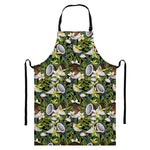 Vanilla Flower And Coconut Pattern Print Bib Apron With Pocket