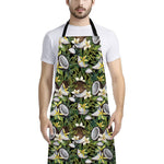 Vanilla Flower And Coconut Pattern Print Bib Apron With Pocket