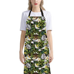 Vanilla Flower And Coconut Pattern Print Bib Apron With Pocket