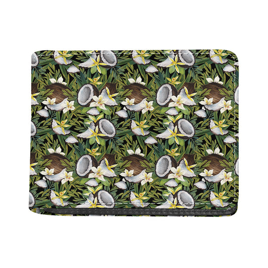 Vanilla Flower And Coconut Pattern Print Bifold Wallet