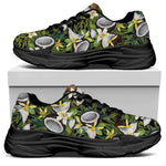 Vanilla Flower And Coconut Pattern Print Black Chunky Shoes