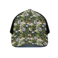 Vanilla Flower And Coconut Pattern Print Black Mesh Trucker Hat