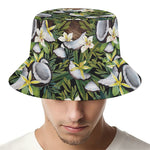 Vanilla Flower And Coconut Pattern Print Bucket Hat