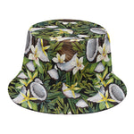 Vanilla Flower And Coconut Pattern Print Bucket Hat