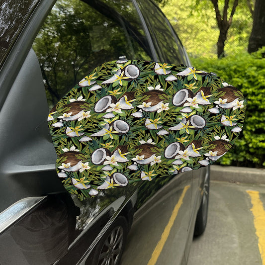 Vanilla Flower And Coconut Pattern Print Car Side Mirror Covers