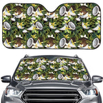Vanilla Flower And Coconut Pattern Print Car Windshield Sun Shade