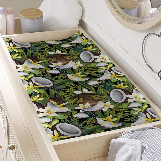 Vanilla Flower And Coconut Pattern Print Changing Pad Cover