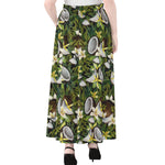 Vanilla Flower And Coconut Pattern Print Chiffon Maxi Skirt
