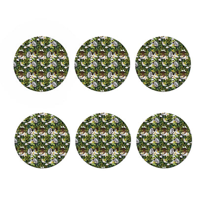 Vanilla Flower And Coconut Pattern Print Coaster Set