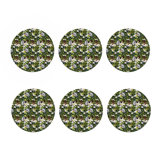 Vanilla Flower And Coconut Pattern Print Coaster Set