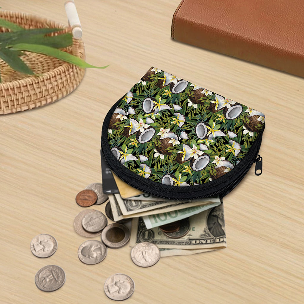 Vanilla Flower And Coconut Pattern Print Coin Purse