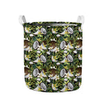 Vanilla Flower And Coconut Pattern Print Collapsible Laundry Basket