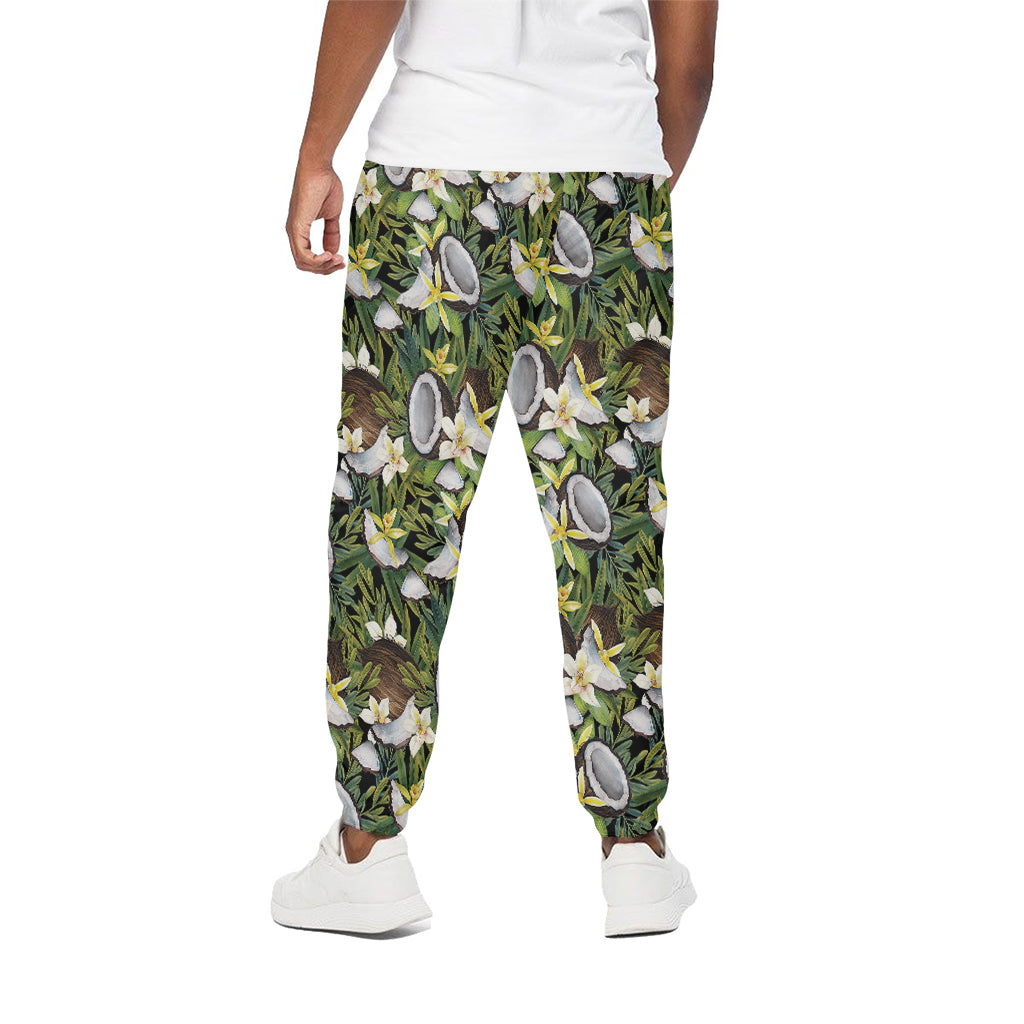 Vanilla Flower And Coconut Pattern Print Cotton Pants