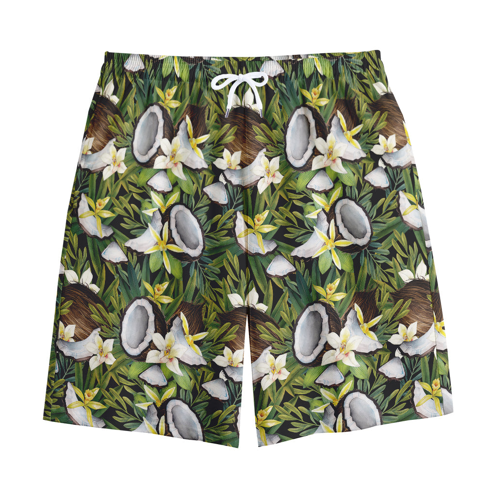 Vanilla Flower And Coconut Pattern Print Cotton Shorts