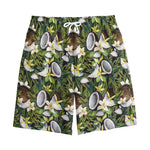 Vanilla Flower And Coconut Pattern Print Cotton Shorts
