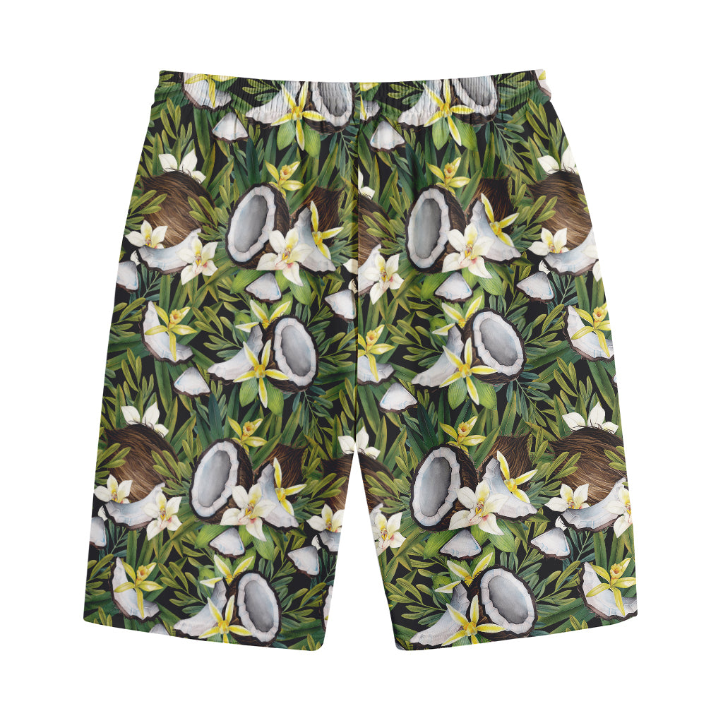 Vanilla Flower And Coconut Pattern Print Cotton Shorts