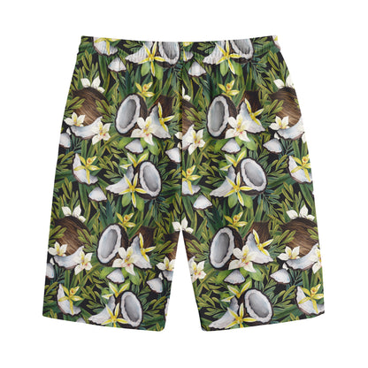 Vanilla Flower And Coconut Pattern Print Cotton Shorts