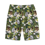 Vanilla Flower And Coconut Pattern Print Cotton Shorts