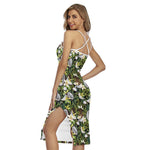 Vanilla Flower And Coconut Pattern Print Cross Back Cami Dress
