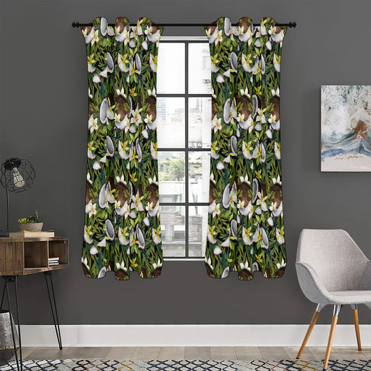 Vanilla Flower And Coconut Pattern Print Curtain