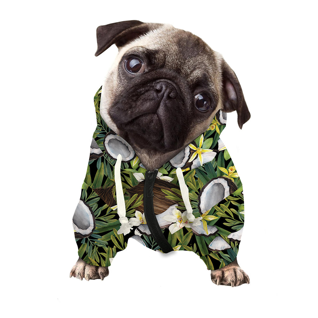 Vanilla Flower And Coconut Pattern Print Dog Zip Up Hoodie