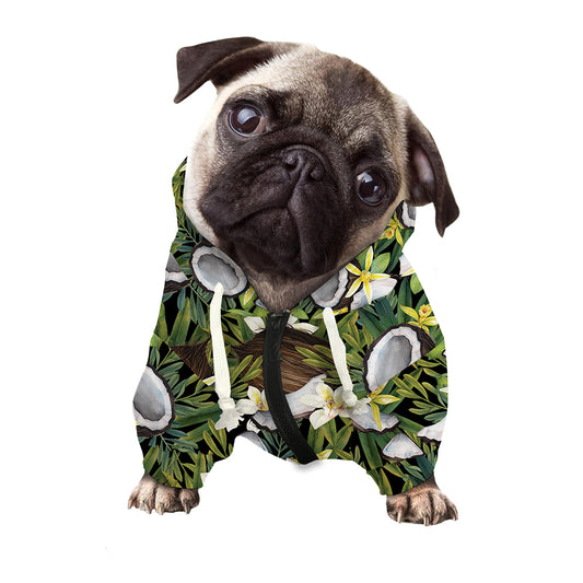 Vanilla Flower And Coconut Pattern Print Dog Zip Up Hoodie