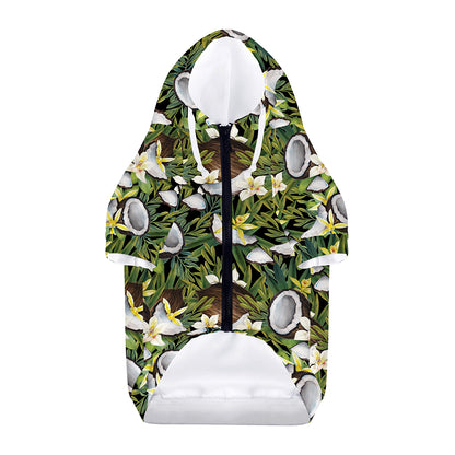 Vanilla Flower And Coconut Pattern Print Dog Zip Up Hoodie