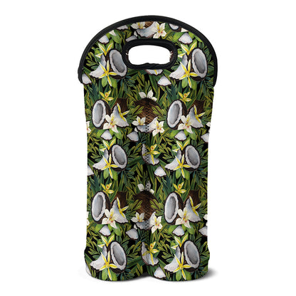 Vanilla Flower And Coconut Pattern Print Double Neoprene Wine Tote