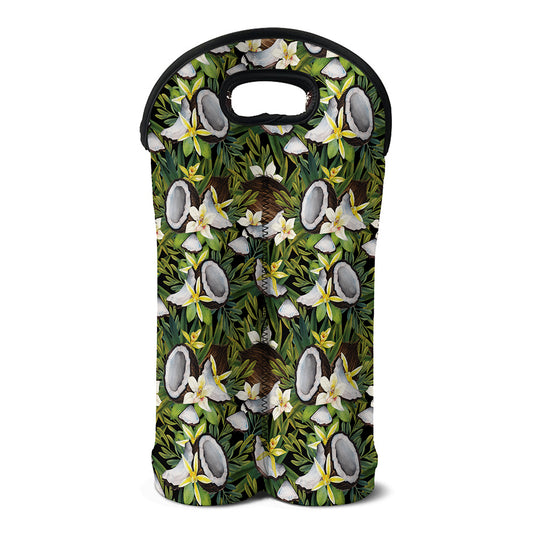 Vanilla Flower And Coconut Pattern Print Double Neoprene Wine Tote