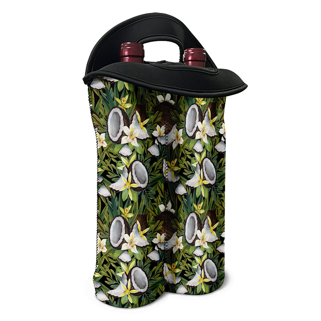 Vanilla Flower And Coconut Pattern Print Double Neoprene Wine Tote
