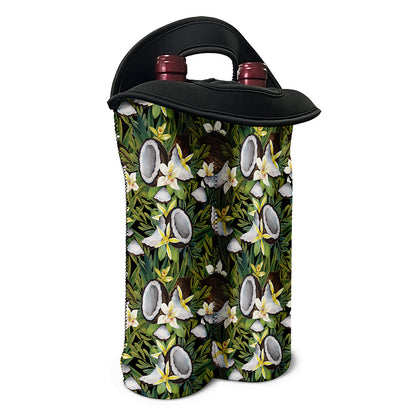 Vanilla Flower And Coconut Pattern Print Double Neoprene Wine Tote