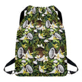 Vanilla Flower And Coconut Pattern Print Drawstring Backpack