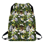 Vanilla Flower And Coconut Pattern Print Drawstring Backpack