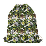 Vanilla Flower And Coconut Pattern Print Drawstring Bag