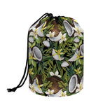 Vanilla Flower And Coconut Pattern Print Drawstring Makeup Bag