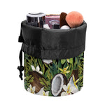 Vanilla Flower And Coconut Pattern Print Drawstring Makeup Bag