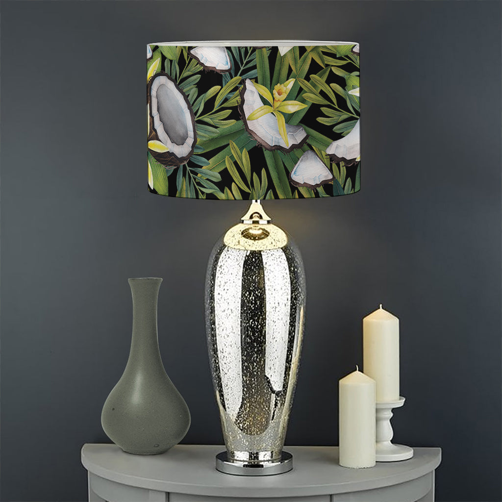 Vanilla Flower And Coconut Pattern Print Drum Lamp Shade