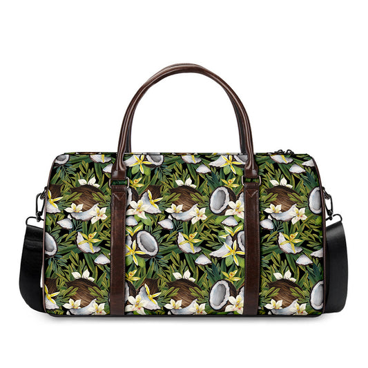 Vanilla Flower And Coconut Pattern Print Duffle Bag