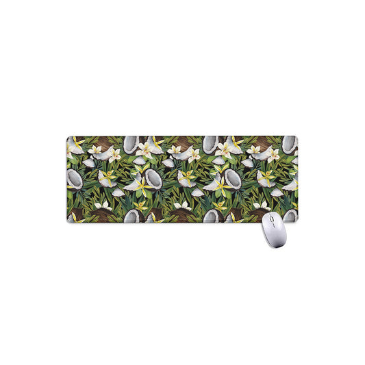 Vanilla Flower And Coconut Pattern Print Extended Mouse Pad