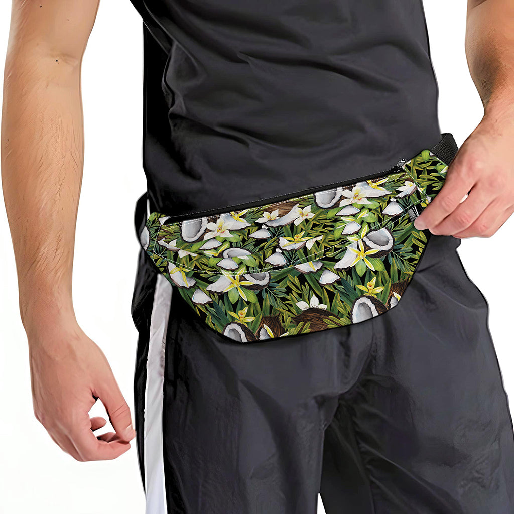 Vanilla Flower And Coconut Pattern Print Fanny Pack