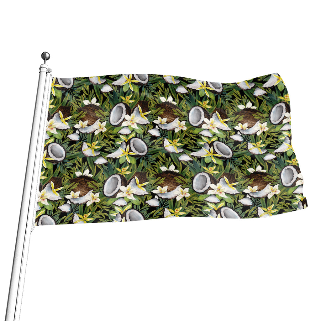 Vanilla Flower And Coconut Pattern Print Flag