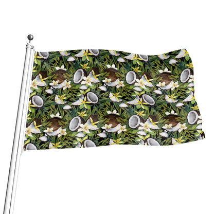 Vanilla Flower And Coconut Pattern Print Flag