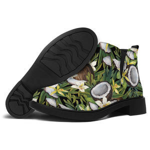 Vanilla Flower And Coconut Pattern Print Flat Ankle Boots