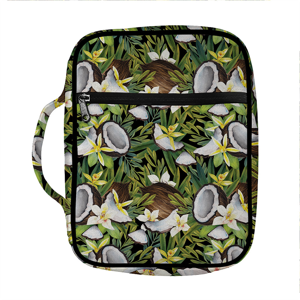Vanilla Flower And Coconut Pattern Print Front Pocket Bible Bag