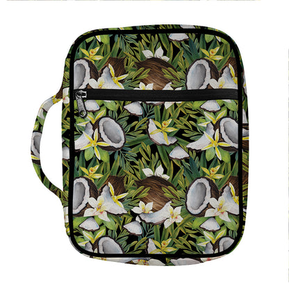 Vanilla Flower And Coconut Pattern Print Front Pocket Bible Bag